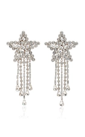 Silver-Tone Crystal Clip-On Star Earrings By Alessandra Rich | Moda Operandi