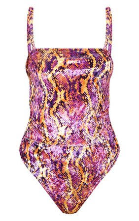 Multi Strappy Velvet Snake Print Bodysuit | PrettyLittleThing