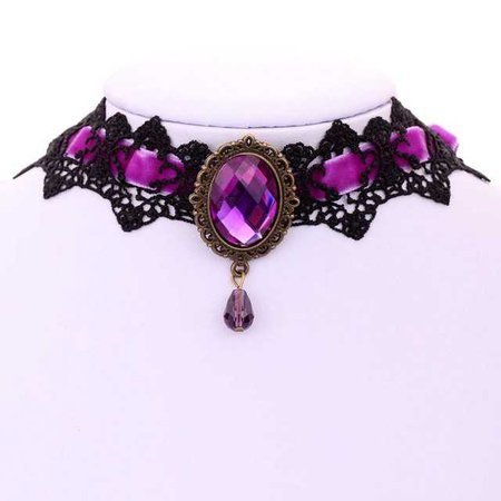Purple Laced/Gem Choker Necklace | ShopLook