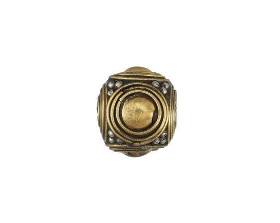 Nepalese Brass & White Brass Domed Cube Bead 17x18mm - Lima Beads