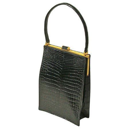 Unusual Architectural Black Alligator Handbag by Christian Dior For Sale at 1stdibs