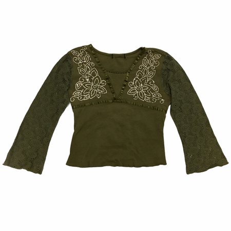 green floral beading fairy grunge top
