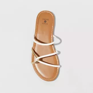 Women's Bali Strappy Slide Sandals - Shade & Shore™ White 10 : Target