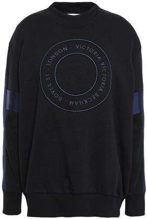 Victoria, Victoria Beckham Satin-trimmed Embroidered French Cotton-terry Sweatshirt