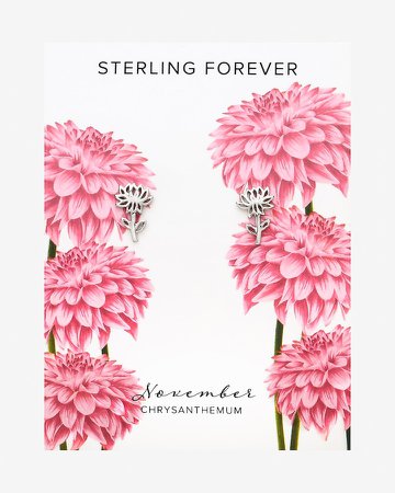 Sterling Forever November Birth Flower Stud Earrings