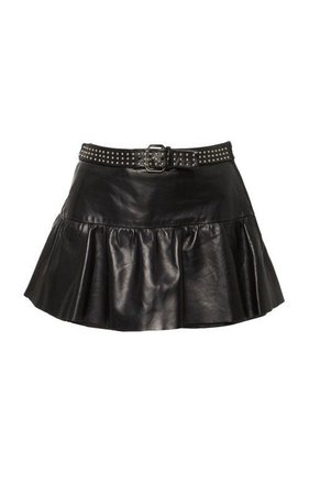 black leather mini skirt