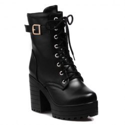 Black Heel Combat Boots