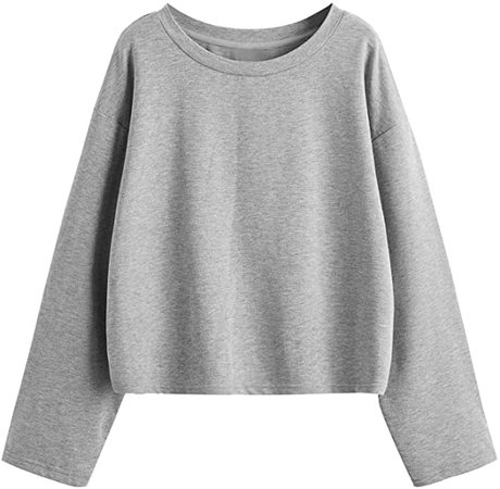 SweatyRocks Women's Casual Long Sleeve Tops Raw Cut Pullover Sweatshirt at Amazon Women’s Clothing store