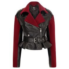 Alexander McQueen McQ red and black color block leather jacket