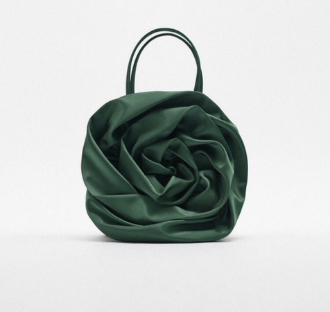 emerald green satin rose purse