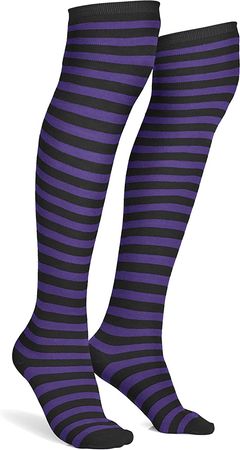 Amazon.com: Skeleteen Purple and Black Socks - Over The Knee Striped Thigh High Costume Accessories Stockings for Men, Women and Kids : Clothing, Shoes & Jewelry