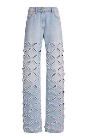 Versace Slash Cutout Wide-Leg Jeans