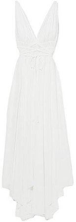Goddess Ruched Stretch-jersey Maxi Dress - White