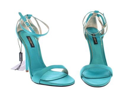 Blue Silk Ankle Strap Sandals Heels Shoes – Brand Agent