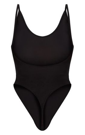 Shape Black Strappy Scoop Back Bodysuit | PrettyLittleThing