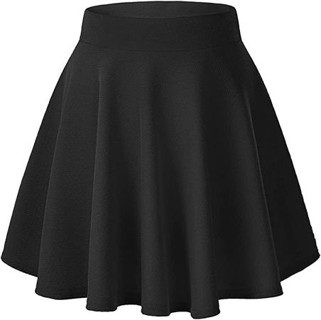 Urban CoCo Women's Basic Versatile Stretchy Flared Casual Mini Skater Skirt (Small, Black) at Amazon Women’s Clothing store