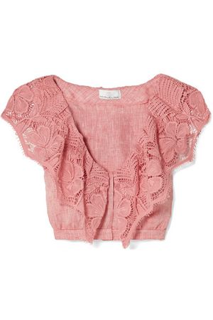 Miguelina | Rosalie crochet-trimmed linen top | NET-A-PORTER.COM