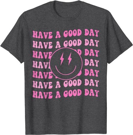 Amazon.com: Have A Good Day Pink Smile Face Preppy Aesthetic Trendy T-Shirt : Clothing, Shoes & Jewelry