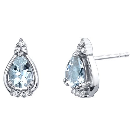 Aquamarine Sterling Silver Empress Stud Earrings 1.00 Carat