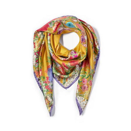 Mandarin Ombre ‘A’ Floral Silk Scarf | Aspinal of London