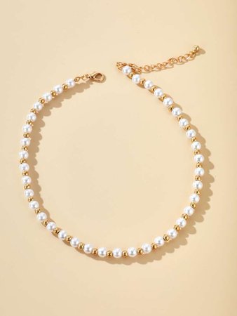 Faux Pearl Beaded Necklace | SHEIN USA