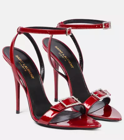 Claude 110 Patent Leather Sandals in Red - Saint Laurent | Mytheresa