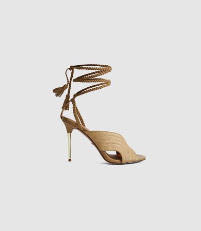 Minerva Gold Braided Ankle Strap Sandals – REISS