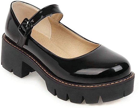 Amazon.com | Women's Round Toe Ankle Strap Mary Janes Platform Low Heel Chunky Pumps Oxford Dress Shoes | Pumps