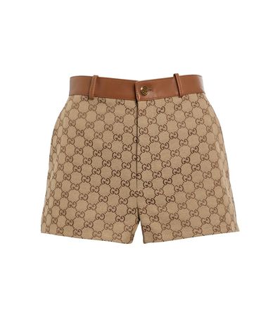 Gucci - GG Supreme leather-trimmed shorts | Mytheresa