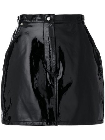 Black leather a-line mini skirt from Natasha Zinko