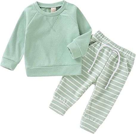 Amazon.com: Baby Girls Winter Clothes Set Long Sleeve Striped Hoodie Sweatshirt Pants Outfit Sets for Newborn Infant Toddler Babies: Clothing, Shoes & Jewelry