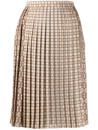 Neutral Burberry Pleated Midi Skirt | Farfetch.com