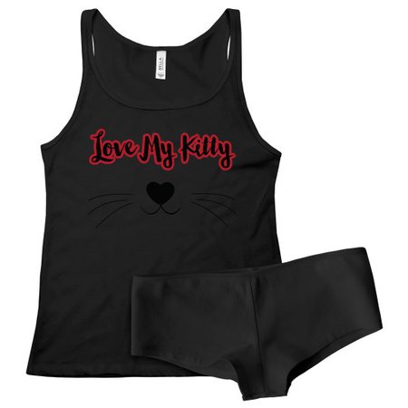 Love My Kitty - Tank & Underwear Set Ladies Tank Top & Underwear Sleepwear Set: VCCouture