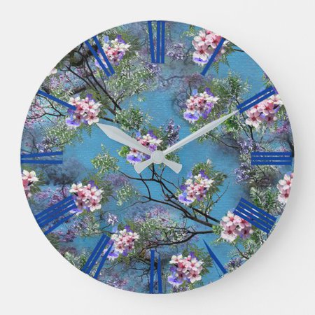 Jacaranda Spring Blooms Repeat Patterns Large Clock | Zazzle.com