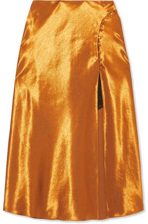 Satin Midi Skirt - Gold