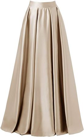 Diydress Women’s Satin Flared Swing Maxi Skirt Long Floor Length High Waist Fomal Prom Party Skirts with Pockets Black at Amazon Women’s Clothing store