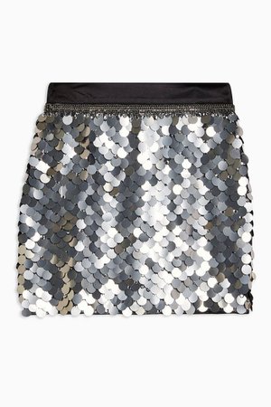 IDOL Silver Sequin Disc Mini Bodycon Skirt | Topshop