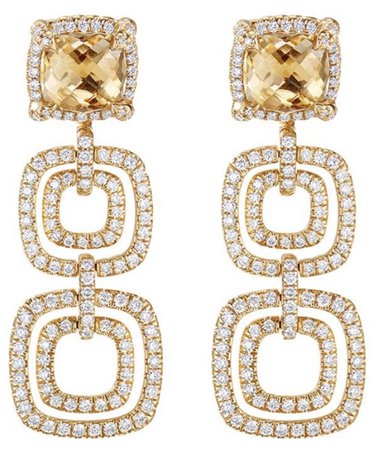 DAVID YURMAN 18kt Gold Châtelaine Citrine & Diamond Drop Earrings