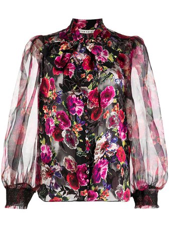 Shop Alice+Olivia floral-print ruched blouse with Express Delivery - FARFETCH