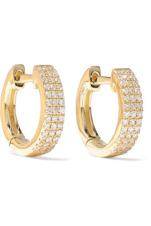 STONE AND STRAND | Huggie 14-karat gold diamond earrings | NET-A-PORTER.COM