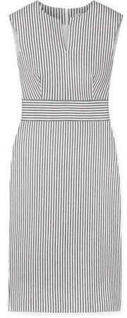 Caraffa Striped Stretch Cotton And Linen-blend Dress - Gray