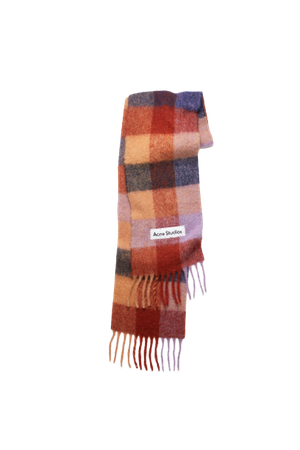 Large check scarf brown/lilac/navy