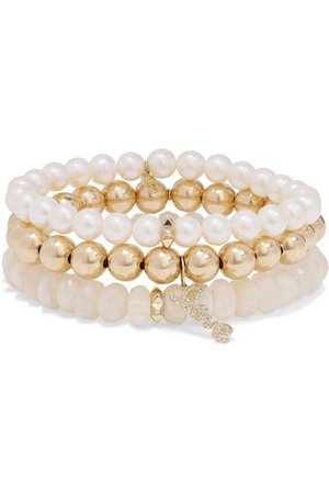 Sydney Evan | Love set of three 14-karat gold multi-stone bracelets | NET-A-PORTER.COM