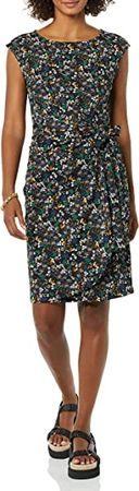 Amazon.com: Amazon Essentials Women's Cap Sleeve Bateau Neck Faux Wrap Dress : Clothing, Shoes & Jewelry