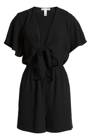 Leith Kimono Style Tie Front Romper Black