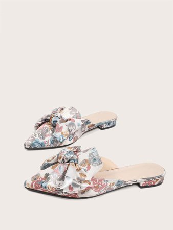 Floral Bow Decor Flat Mules | SHEIN USA
