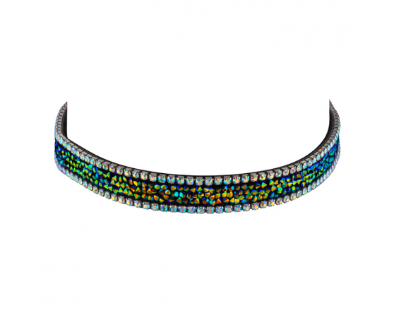 Jet AB Rhinestone Studded Gothic Rainbow Trendy Choker Necklace - Necklaces