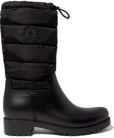 Ginette Quilted Nylon And Rubber Rain Boots - Black