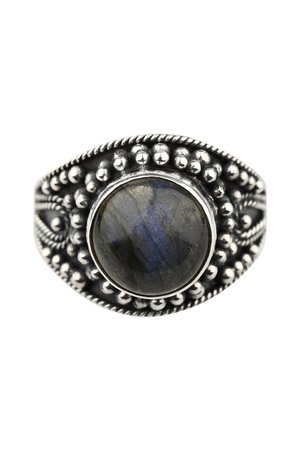 Labradorite Dotted Setting Silver Ring | Jewellery | ISHKA