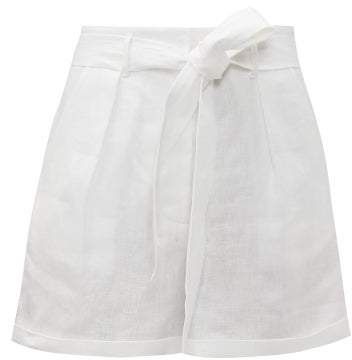 Tellin High Rise Linen Shorts - Womens - White